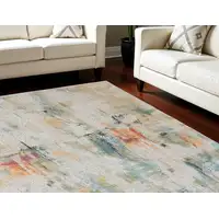 Photo of Ivory Blue and Gray Abstract Non Skid Area Rug