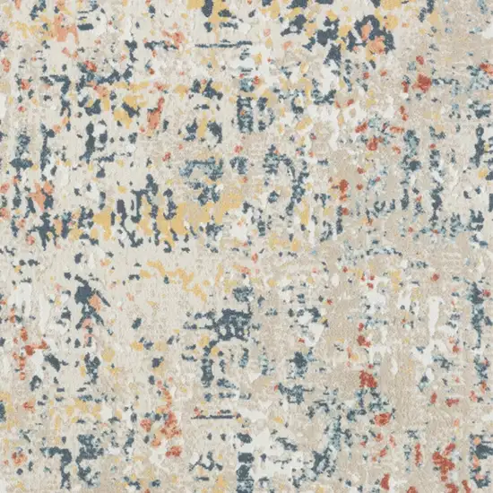 Ivory Blue and Gray Abstract Power Loom Area Rug Photo 5