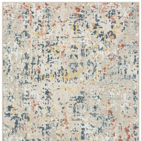 Ivory Blue and Gray Abstract Power Loom Area Rug Photo 6