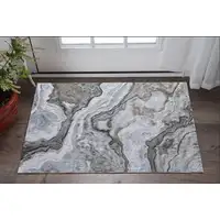 Photo of Ivory Blue and Gray Abstract Power Loom Area Rug