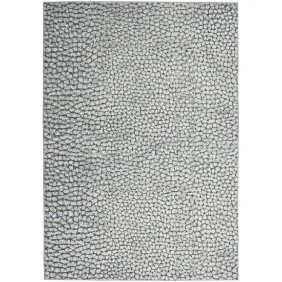 Ivory Blue and Gray Animal Print Power Loom Area Rug Photo 2