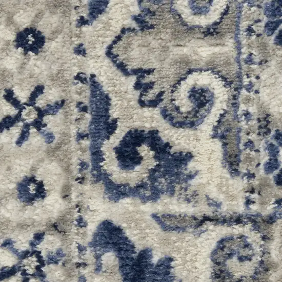 Ivory Blue and Gray Floral Area Rug Photo 9