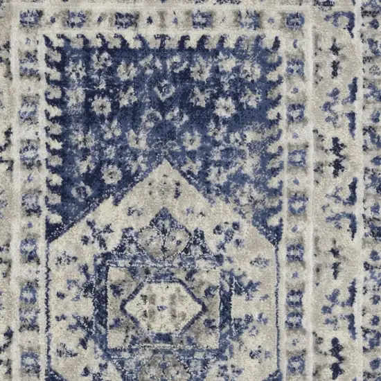 Ivory Blue and Gray Floral Area Rug Photo 6