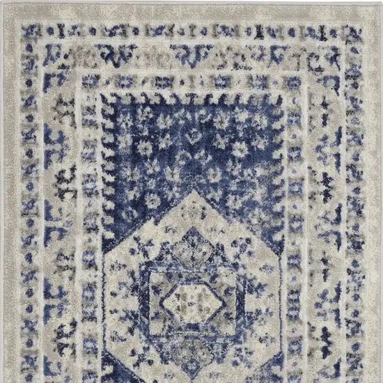 Ivory Blue and Gray Floral Area Rug Photo 7