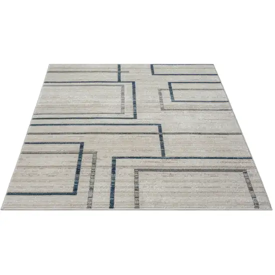 Ivory Blue and Gray Geometric Area Rug Photo 1