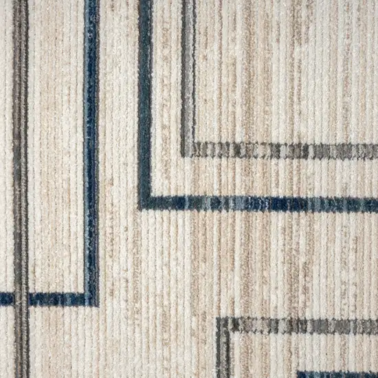 Ivory Blue and Gray Geometric Area Rug Photo 4