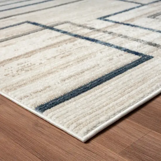 Ivory Blue and Gray Geometric Area Rug Photo 5