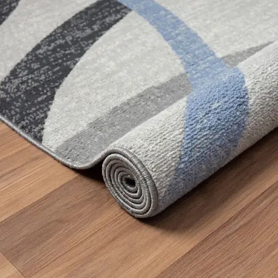 Ivory Blue and Gray Geometric Area Rug Photo 5