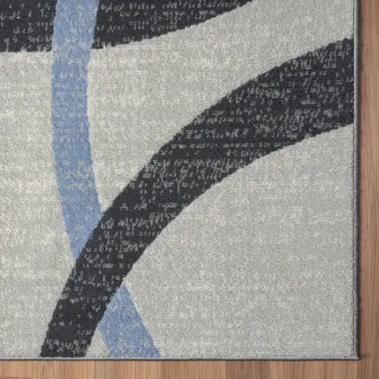 Ivory Blue and Gray Geometric Area Rug Photo 6