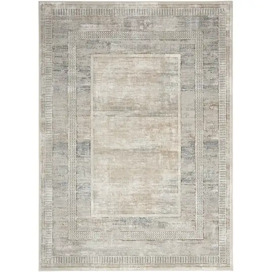 Ivory Blue and Gray Geometric Non Skid Area Rug Photo 5