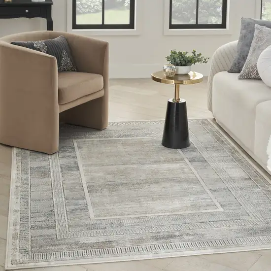 Ivory Blue and Gray Geometric Non Skid Area Rug Photo 9