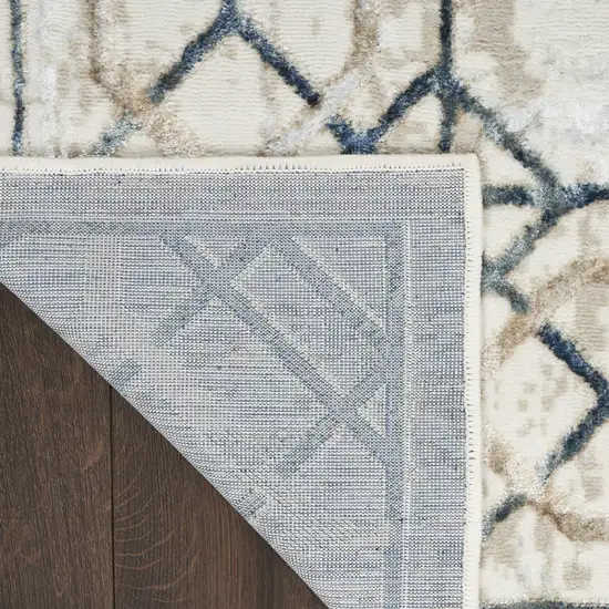 Ivory Blue and Gray Geometric Non Skid Area Rug Photo 7