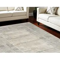 Photo of Ivory Blue and Gray Geometric Non Skid Area Rug