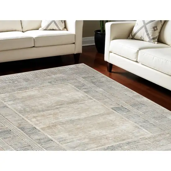 Ivory Blue and Gray Geometric Non Skid Area Rug Photo 1