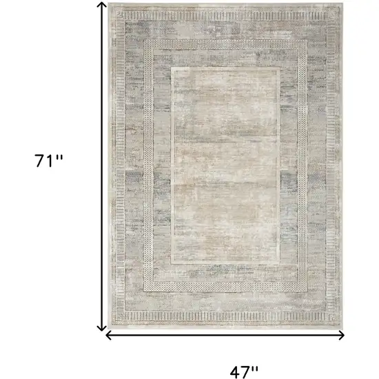 Ivory Blue and Gray Geometric Non Skid Area Rug Photo 3