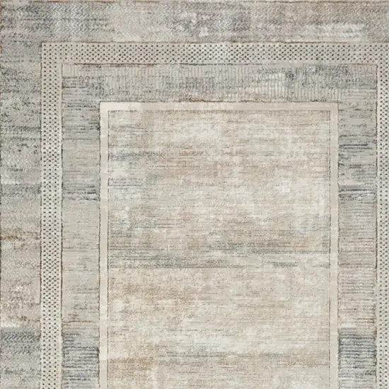 Ivory Blue and Gray Geometric Non Skid Area Rug Photo 7