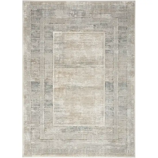 Ivory Blue and Gray Geometric Non Skid Area Rug Photo 2