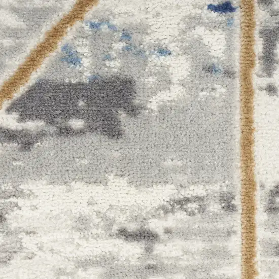 Ivory Blue and Gray Geometric Non Skid Area Rug Photo 8