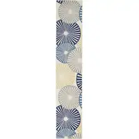 Photo of Ivory Blue and Gray Geometric Power Loom Runner Rug