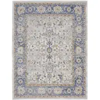 Photo of Ivory Blue and Gray Oriental Power Loom Area Rug