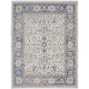 Photo of Ivory Blue and Gray Oriental Power Loom Area Rug