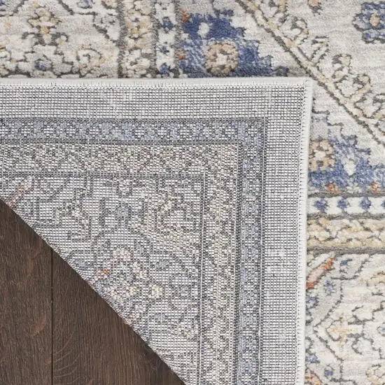 Ivory Blue and Gray Oriental Power Loom Area Rug Photo 5