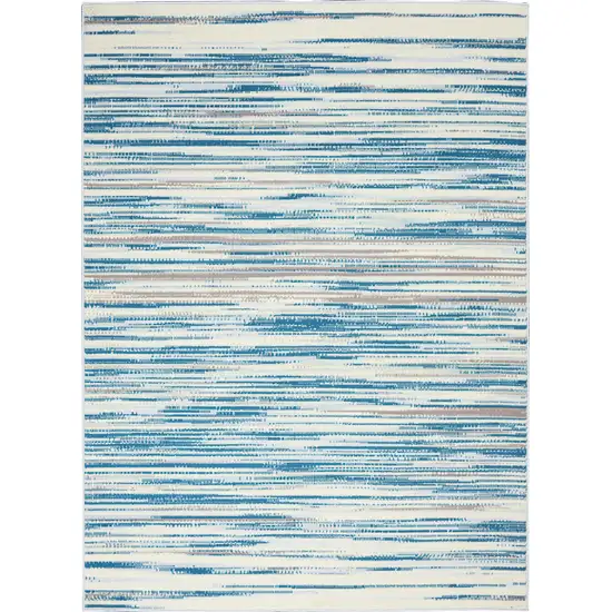 Ivory Blue and Gray Striped Area Rug Photo 2