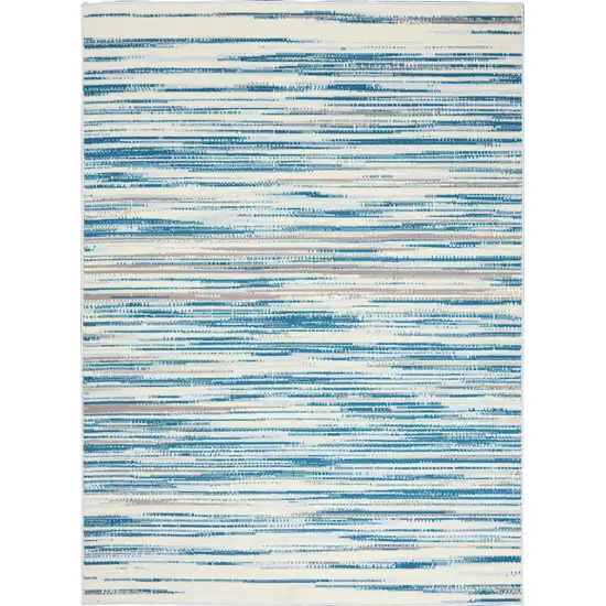 Ivory Blue and Gray Striped Area Rug Photo 5