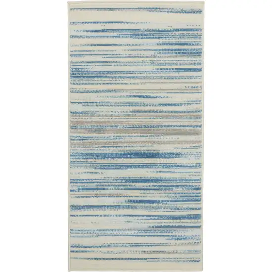 Ivory Blue and Gray Striped Area Rug Photo 2