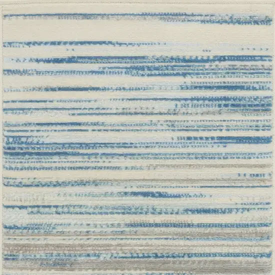 Ivory Blue and Gray Striped Area Rug Photo 5