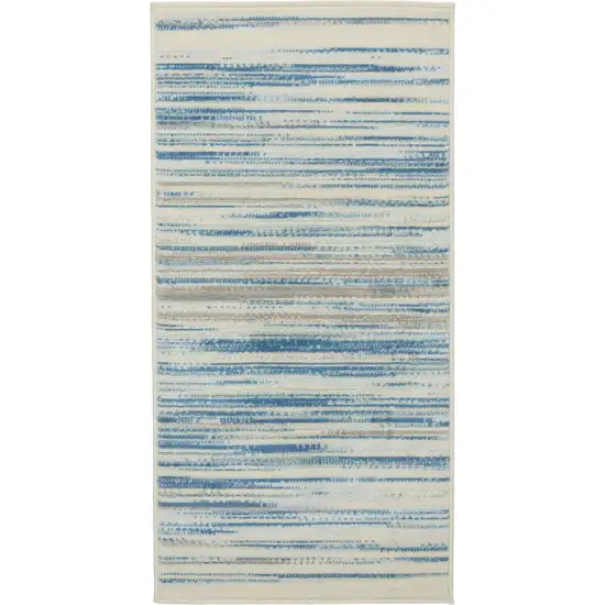 Ivory Blue and Gray Striped Area Rug Photo 8