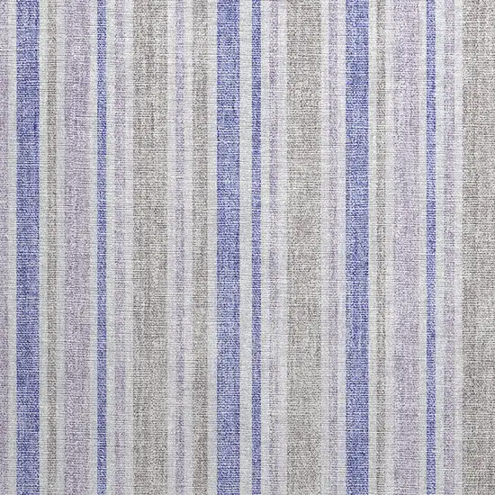 Ivory Blue and Gray Striped Washable Non Skid Indoor Outdoor Area Rug Photo 6