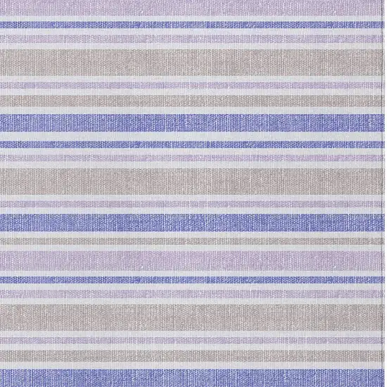 Ivory Blue and Gray Striped Washable Non Skid Indoor Outdoor Area Rug Photo 4