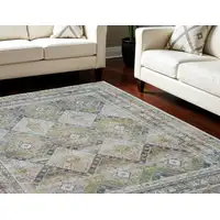 Photo of Ivory Blue and Green Floral Distressed Non Skid Area Rug