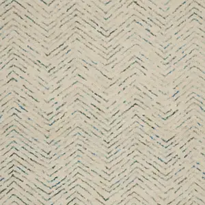 Photo of Ivory Blue and Green Wool Chevron Area Rug