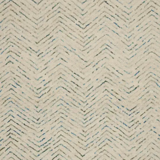 Ivory Blue and Green Wool Chevron Area Rug Photo 6