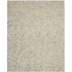 Photo of Ivory Blue and Green Wool Chevron Area Rug