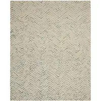 Photo of Ivory Blue and Green Wool Chevron Area Rug