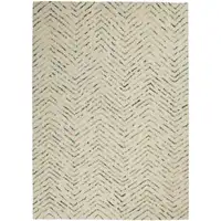 Photo of Ivory Blue and Green Wool Chevron Area Rug