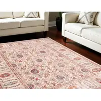 Photo of Ivory Blue and Orange Oriental Power Loom Area Rug