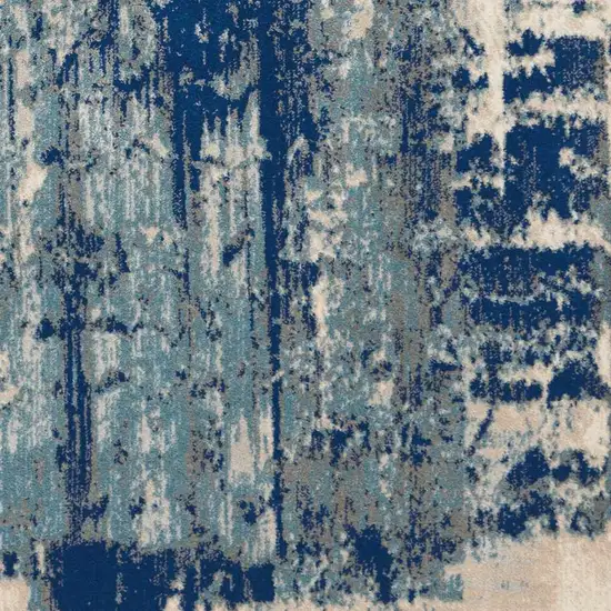 Ivory Blue and Slate Gray Abstract Area Rug Photo 5