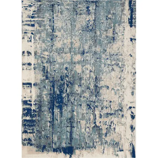 Ivory Blue and Slate Gray Abstract Area Rug Photo 6