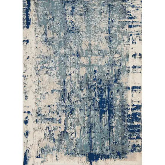 Ivory Blue and Slate Gray Abstract Area Rug Photo 2