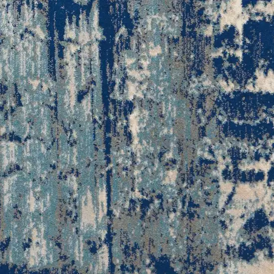 Ivory Blue and Slate Gray Abstract Non Skid Area Rug Photo 5