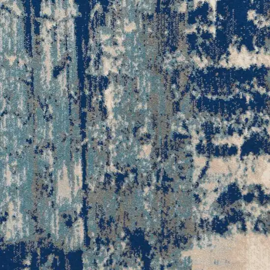 Ivory Blue and Slate Gray Abstract Non Skid Area Rug Photo 5