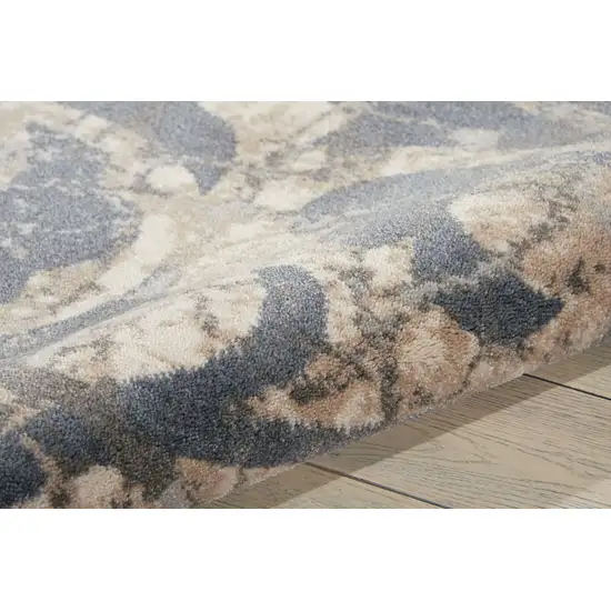 Ivory Blue and Slate Gray Floral Distressed Non Skid Area Rug Photo 8