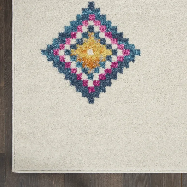 Ivory Boho Jewels Geometric Runner Rug Photo 4