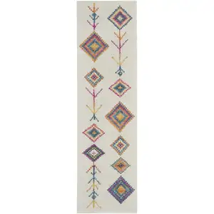 Photo of Ivory Boho Jewels Geometric Runner Rug