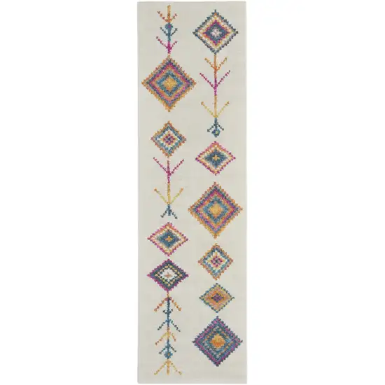 Ivory Boho Jewels Geometric Runner Rug Photo 1