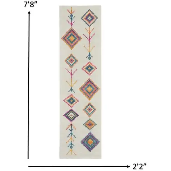 Ivory Boho Jewels Geometric Runner Rug Photo 3